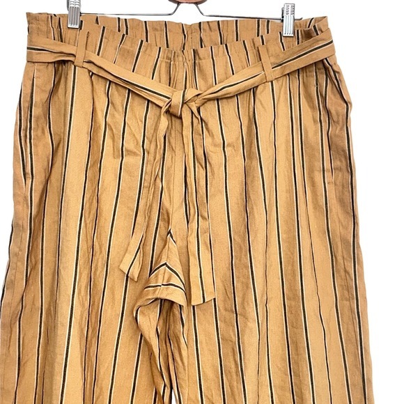 J.Jill Dark Yellow Stripe Emelie Linen Stretch Wide Leg Cropped Pants XL - Picture 5 of 9
